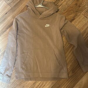 Nike Taupe-Brown Pullover Hoodie with White Swoosh